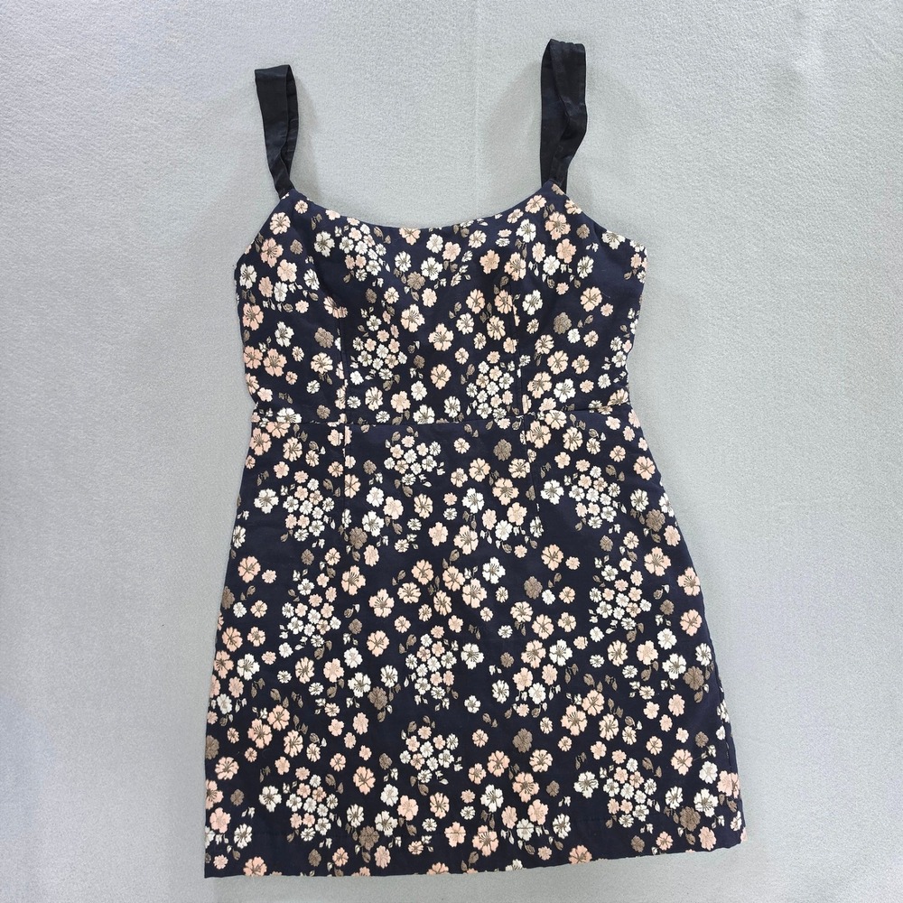 Maeve Anthropologie Cottagecore Floral Mini Dress Size 12 Brocade Coquette Navy